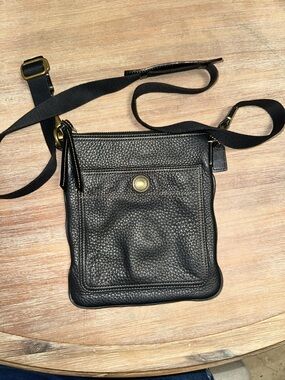 Coach Black Pebbled Leather Crossbody Messenger